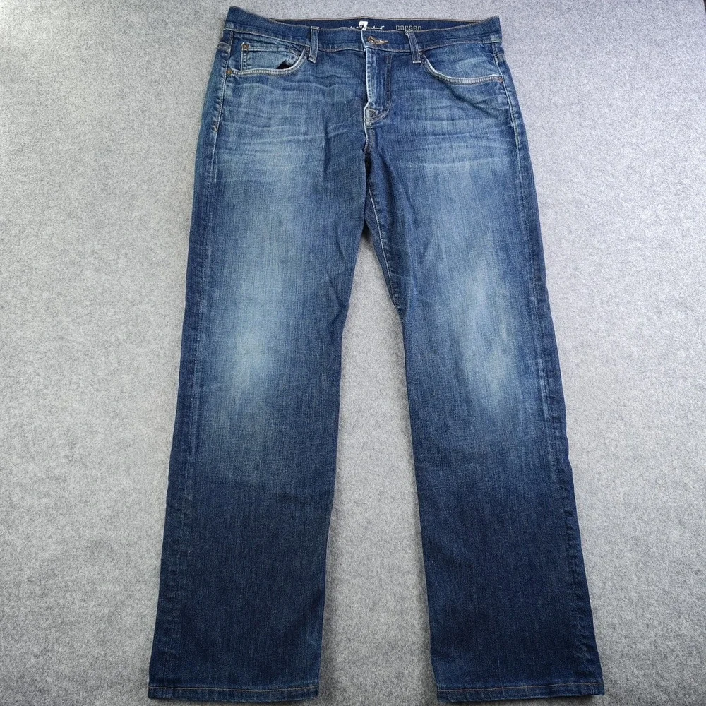 7 For All Mankind Carsen Jeans Mens 34 Medium Wash Straight Leg Denim‎ USA Made